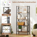 5-Tier Bookshelf with Open Shelves and Heavy Duty Metal Frame by LJGDeals