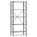 5-Tier Bookshelf with Open Shelves and Heavy Duty Metal Frame-Rustic Brown by DirectDeals