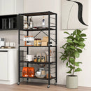 5-Tier Foldable Shelving Unit with Detachable Wheels and Anti-Toppling System-Black by LJGDeals