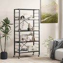 5-Tier Foldable Shelving Unit with Detachable Wheels and Anti-Toppling System-Black by LJGDeals