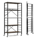 5-Tier Foldable Shelving Unit with Detachable Wheels and Anti-Toppling System-Black by LJGDeals
