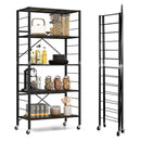 5-Tier Foldable Shelving Unit with Detachable Wheels and Anti-Toppling System-Black by LJGDeals