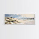 Panoramic Ocean Beach canvas prints Sea landscape Nautical photo Coastal Framed Art Sea wave canvas Extra large wall art Ready to hang