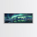 Northern Lights, Aurora Borealis, Framed Canvas Print, Beautiful Alaskan Winter Landscape Painting, Moody Art, Unique Wall Art