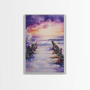 Beach Christmas Decor, Framed Canvas Print, Christmas At The Beach, Nautical / Tropical Holiday Wall Art