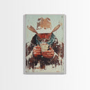 Cowboy Riding Horse in Winter Forest Framed Canvas Print - Moody Winter Landscape Art Perfect 2024 Christmas Home Decor