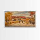 Framed Canvas Print Autumn Cowboy Riders in Fall Colors, Perfect Autumn Decor, Rustic Western Wall Art, and Seasonal Fall Wall Print