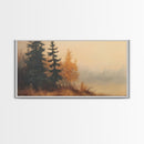 Leaves In Autumn, Framed Canvas Print, Watercolor Landscape Painting, Fall Centerpiece Wall Art