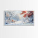 Cozy Cabin in the Snow Framed Canvas Print, Ideal Christmas Holiday Wall Art for Winter Wonderland Decor and Festive Home Interiors
