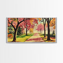 Colorful Autumn Path Canvas Print, Fall Park Scene Wall Art, Modern Farmhouse Autumn Decor, Holiday Art, Best Seasonal Gift Idea