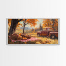 Fall Picnic Afternoon Framed Canvas Print, Rustic Farmhouse Decor, Autumn Country Landscape Art, Modern Farmhouse Wall Art, Seasonal Gift