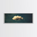 The Lonely Cloud - Framed Canvas Print - Vintage Moody Cloud Wall Art - Single Cloud In A Blue Sky - Vintage Above Bed Boho Art