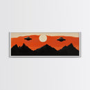 Fun Nursery Decor - Boy's Room Wall Art - Panoramic Flying Saucers or UFOs Art Print - Framed Canvas