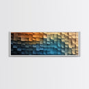 Abstract Art - Coastal Cubism - Framed Canvas Print - Panoramic Geometric Art - Unique Home Decor