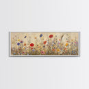 Field of Wildflowers, Spring Floral Decor, Oil Painting Canvas Print, Panoramic Art, Boho Floral Decor, Botanical Wall Art, Field of Flowers