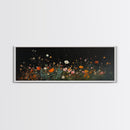 Dark & Moody Wild Flowers Under a Full Moon, Framed Canvas Print, Panoramic Extra Wide Wall Art, Oversized Home Decor