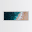 Bird's Eye View Of The Beach, Framed Canvas Print, Nautical Seascapes Decor, Panoramic Extra Wide Wall Art