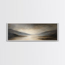 Moody Seascape Wall Art, Framed Canvas Print, Horizontal Panoramic Wall Art, Cloudy Day, Large and Wide Calm Decor, Modern Wall Art