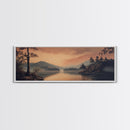 Moody Landscape Painting Print, Framed Canvas Print, Subdued Art, Dark and Stormy Landscape Painting, Panoramic Ultra Wide Wall Art