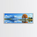 Large Framed Landscape Art | Reflections In The Lake | Panoramic Landscape Painting Framed Canvas Print | Canvas Wall Art