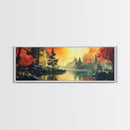 Dark and Moody Landscape, Sunset in the Valley, Framed Canvas Print, Original Artwork Gift Idea, Horizontal Print, Above Sofa, Lake House Decor, Lake Art