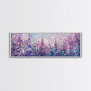 Purple Flower Painting, Lavender and Lilacs, Framed Canvas Print, Boho Style Panoramic Painting Wall Art, Purple and Blue Flowers