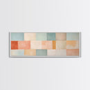 Midcentury Modern Style Abstract Square, Framed Canvas Print, MCM Modern Wall Art, Pastel Colors, Large Horizontal Wall Art Print