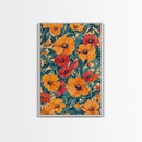 Orange and Red Flower Print, Canvas Print, Wood Frame Art, Large Wall Art, Abstract Botanical or Floral Wall Art, Custom Painting For Living Room