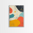 Framed Canvas Print, Retro 90s Style Wall Art, Orange, Turquoise and White Art, Modern Wall Art, Mid-Century Art