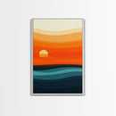 Abstract Sunset Over The Ocean Art Deco Style Wall Art Canvas Print, Beautiful Wall Art, Vertical Living Room Decor