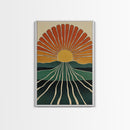 Minimalist Sunset or Sunrise Wall Art Canvas Print, Art Deco Boho Wall Decor, Modern Art, Sun Burst Wall Art
