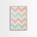 Mint Green and Pink Chevrons, MCM style Mid Century Modern Home Decor, Framed Canvas Print, Whimsical Wall Art