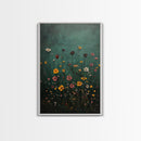 Wood Framed Wildflower Floral Print Minimalist Modern Boho Wall Art Bedroom Decor Botanical Floral Wild Flower Canvas Print
