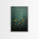 Wildflower Print, Oil Painting Flower Canvas Print Boho Botanical Wall Art, Dark and Moody Home Decor, Minimalist Bouquet