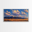 Sunset Over The Mountains Framed Canvas Print, Panoramic Art, Large Format Horizontal Panoramic Wall Art