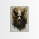 Portrait of a Demon, Framed Canvas Print, Dark Macabre Wall Art