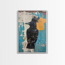 This crow has a mohawk, AKA a CROHAWK, Framed Canvas Print