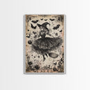 Spooky Season Halloween Witch, Witchy Decor Canvas Print, Black and White Witch Painting Print, Charcoal Sketch Of a Witch