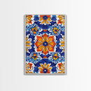 Textile Pattern Wall Art Framed Canvas Print, Home Decor, Mexican Tile Print, Mexicano Pueblo Wall Art