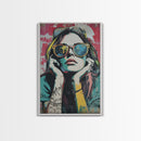 Graffiti Punk Wall Art, Portrait of a Punk Woman Framed Canvas Print