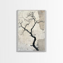 Double Exposure Wall Art - Tree or Cracks - Optical Illusion Wall Art Framed Canvas Print - Wabi Sabi Minimalist Home Decor Art