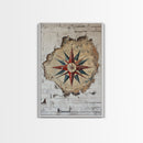 The Compass Rose Behind The Wall Framed Canvas Print, Beach Wall Decor, Travel Decor, Vacation Gift Idea