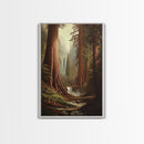 Fantasy Forest Painting Print, Majestic Redwood Trees of Ancient California Fantasy Art, California home Decor, Redwood Trees Painting