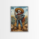 Skeleton Mariachi Chicano Art Canvas Print, Mexicano Wall Art, Tejano Wall Art, Mexicano Style Painting