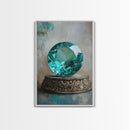 Emerald Painting Print, Framed Canvas Print, Gemstones Wall Art, Precious Stone Painting, Green Gem, Ruby Painting, Antique Minerals Art