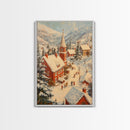 Victorian Christmas Village Art Canvas Print, Christmas Village Painting, Christmas Mantle Art, Christmas Centerpiece Wall Art