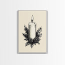 Rustic Christmas Candle Canvas Print - Framed Canvas - Minimalist Christmas Art - Boho Christmas Art - Rustic Christmas Art