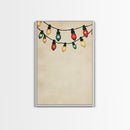 Drawing of Retro Christmas Lights Canvas Print - Framed Canvas - Minimalist Christmas Art - Boho Christmas Art - Rustic Christmas Art