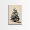 Sketch of a Christmas Tree Canvas Print - Framed Canvas - Minimalist Christmas Art - Boho Christmas Art - Rustic Christmas Art