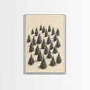 Sketch of a Christmas Tree Farm Canvas Print - Framed Canvas - Minimalist Christmas Art - Boho Christmas Art - Rustic Christmas Art